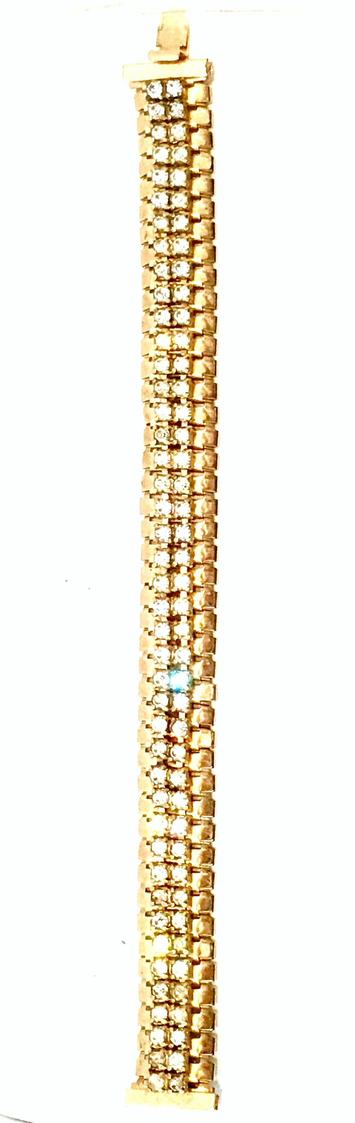 Women's or Men's 1950'S Gol & Swarovski Crystal Rhinestone Link Bracelet By, Jewels By Julio For Sale
