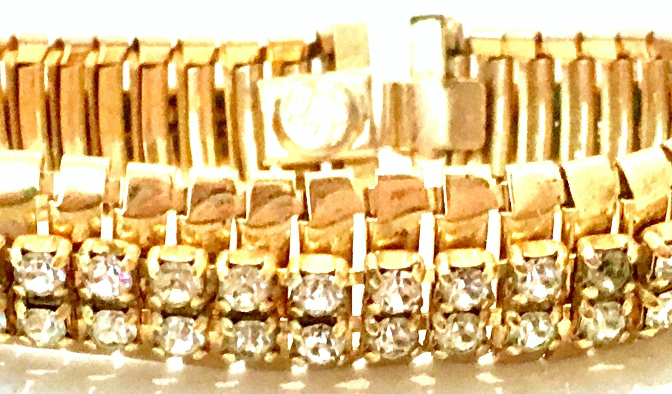 1950'S Gol & Swarovski Crystal Rhinestone Link Bracelet By, Jewels By Julio For Sale 1