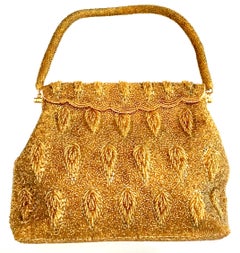 1950'S Gold Art Glass Bead Evening Bag By, Steven Chu - Hong Kong