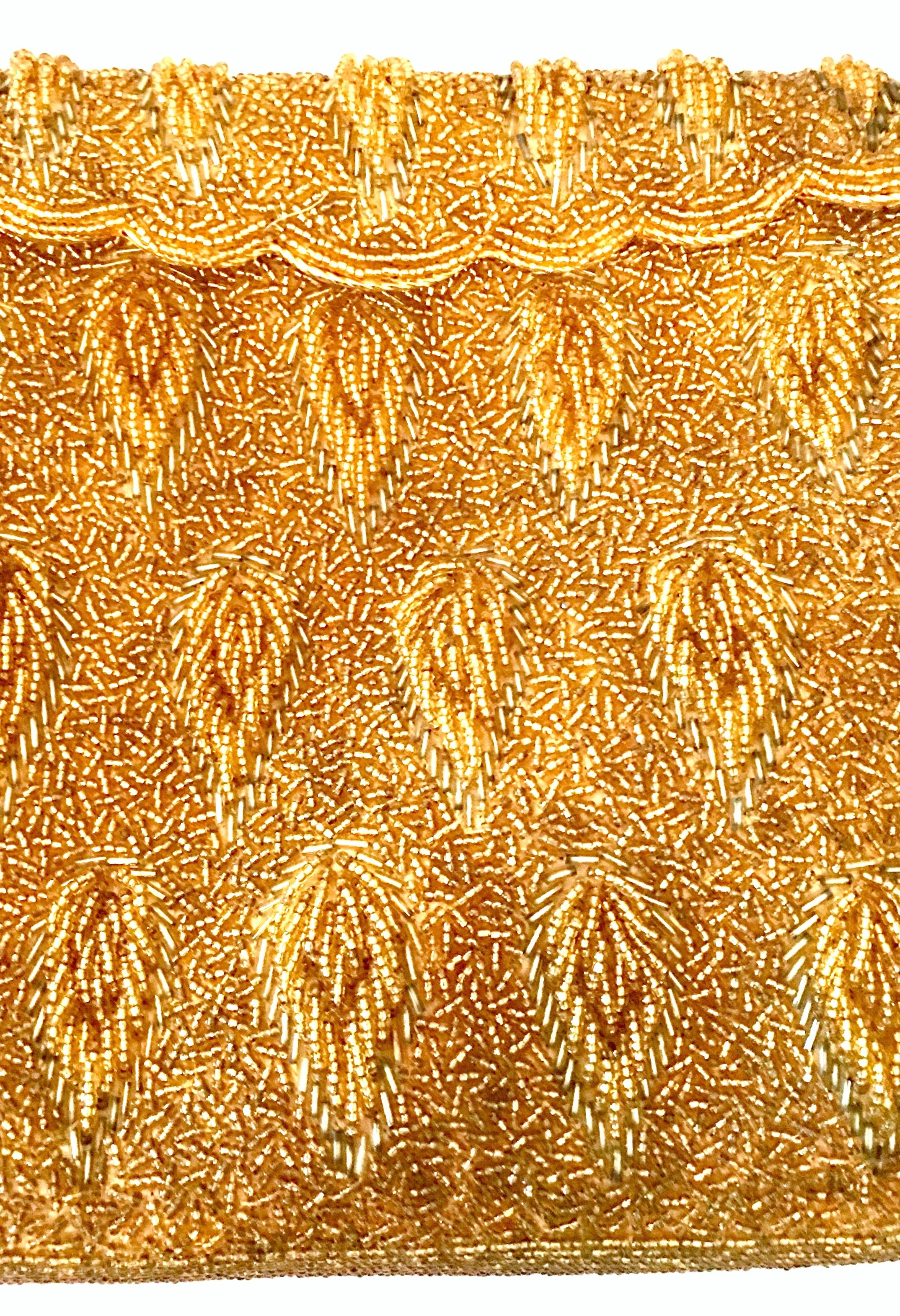 Brown 1950'S Gold Art Glass Bead Evening Bag By, Steven Chu - Hong Kong For Sale
