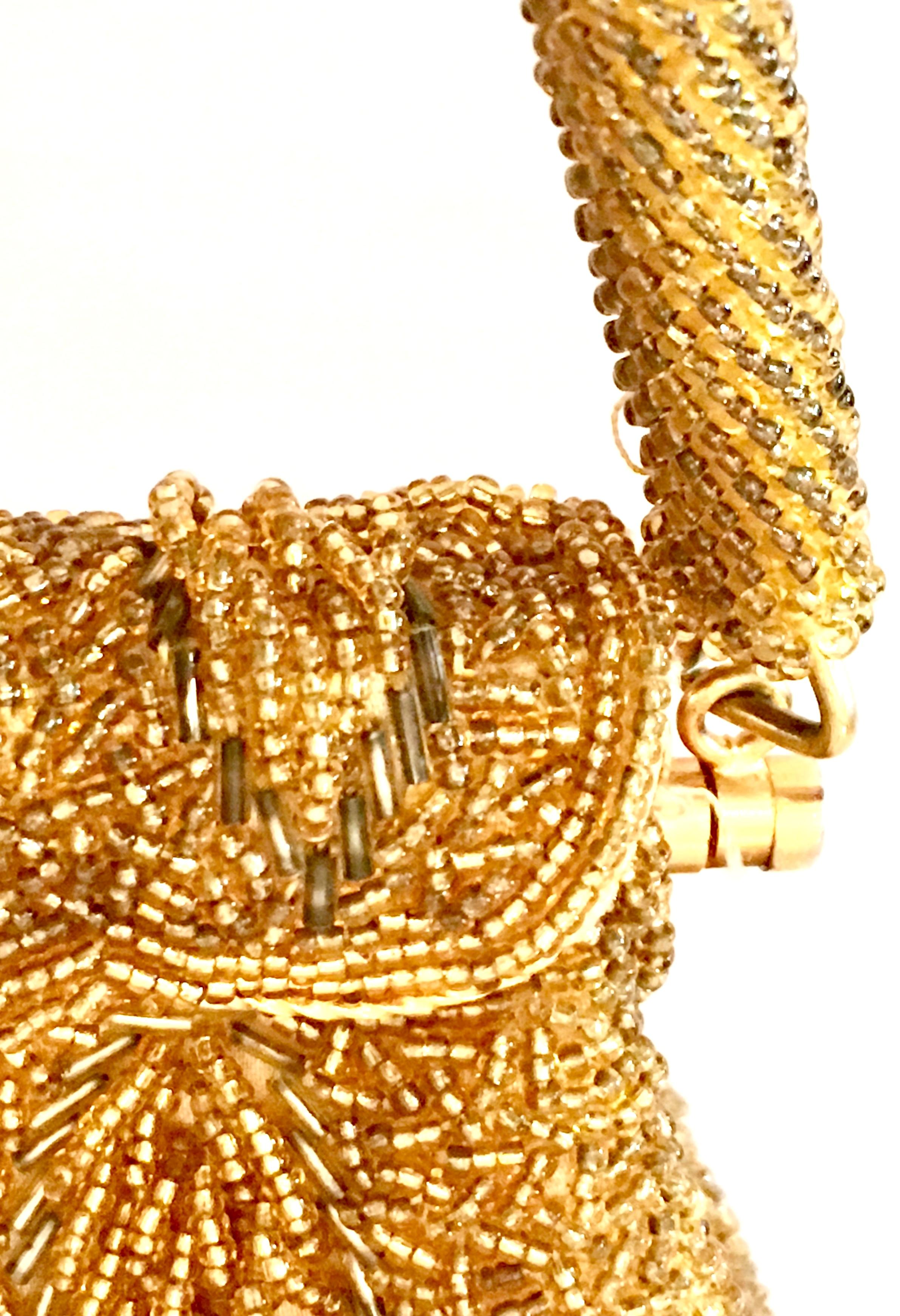1950'S Gold Art Glass Bead Evening Bag By, Steven Chu - Hong Kong For Sale 2