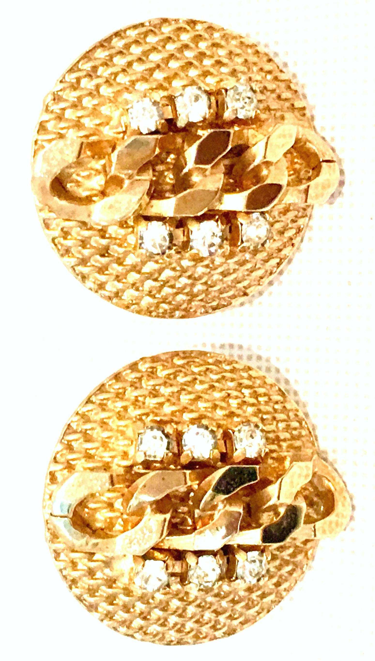 1950'S Pair Of Gold & Swarovski Crystal Earrings By, Jewels By Julio In Good Condition For Sale In West Palm Beach, FL