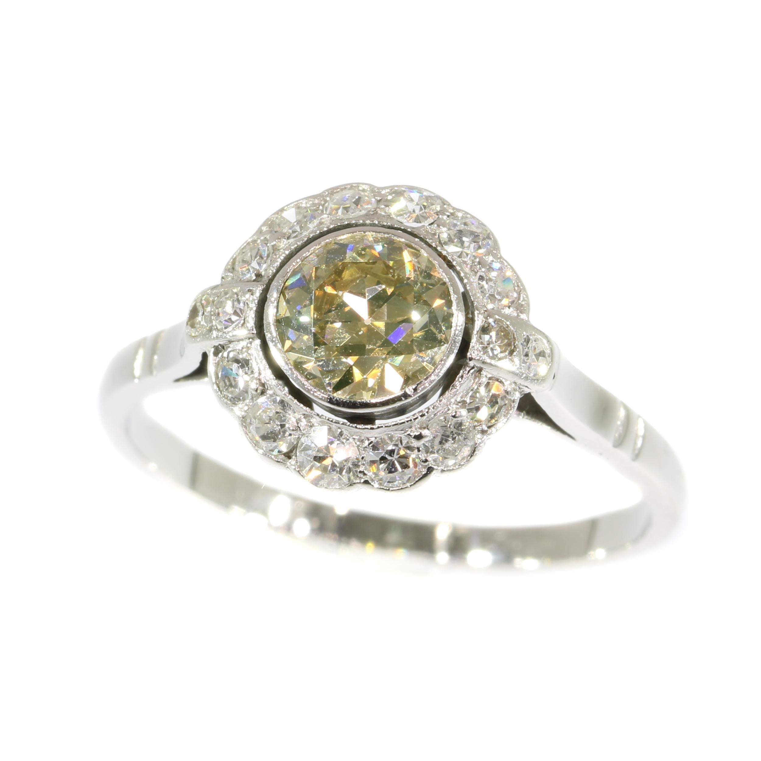 1950s Gold Diamond Ring with Champagne Colored Brilliant '0.70 Carat' For Sale