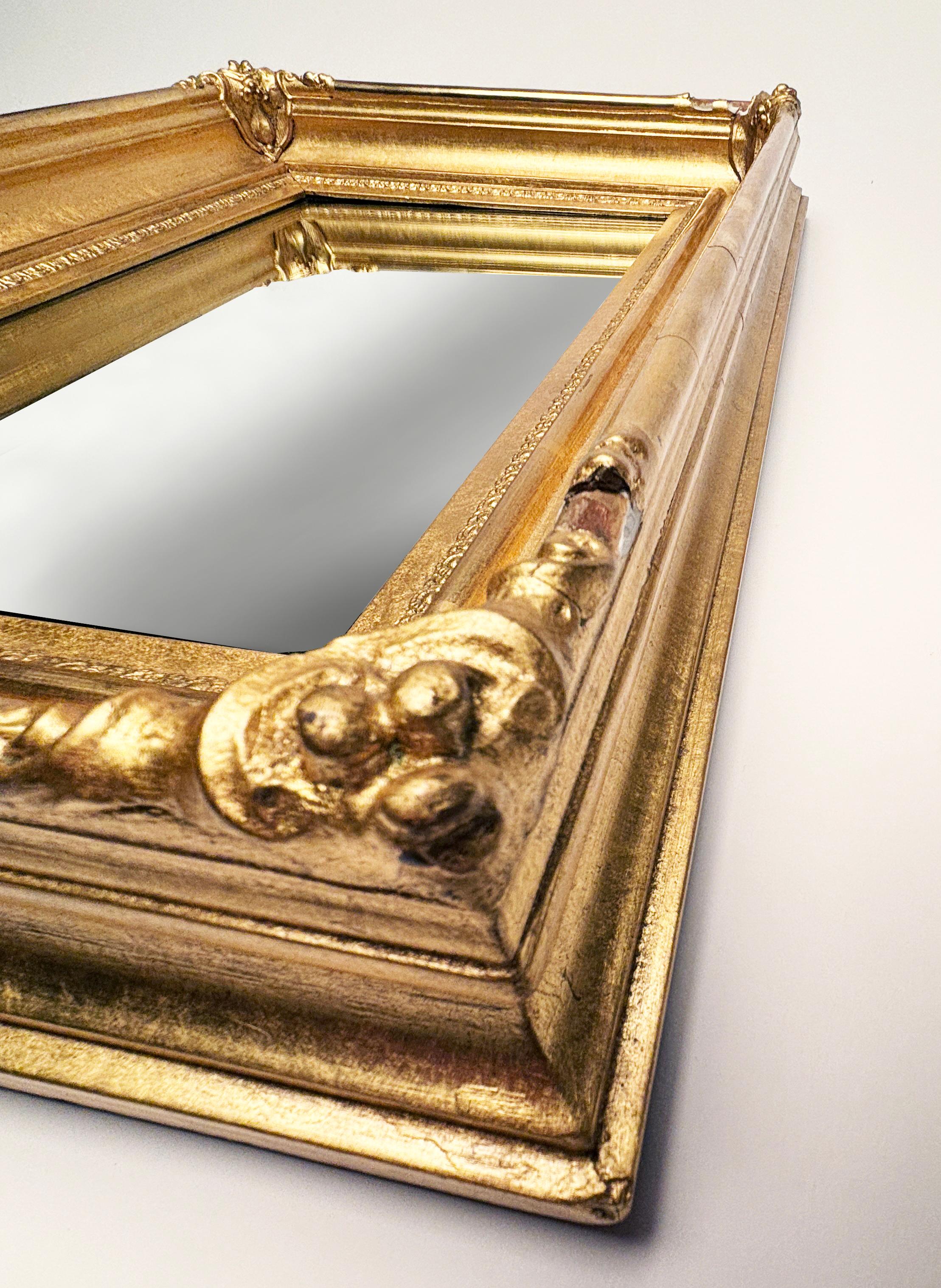 1950's Gold Gilt Rectangle Mirror In Good Condition For Sale In Louisville, KY