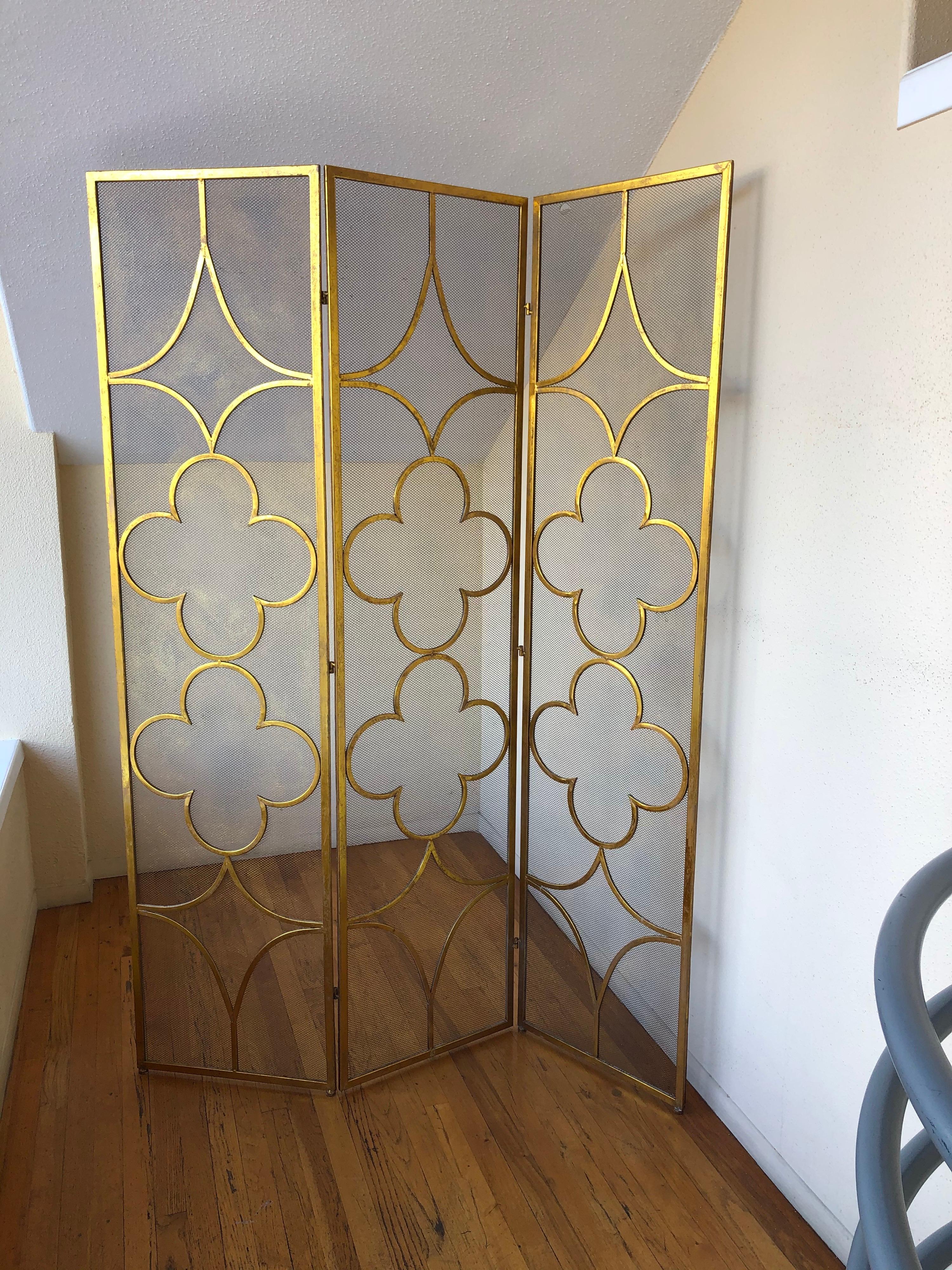 gold metal room divider