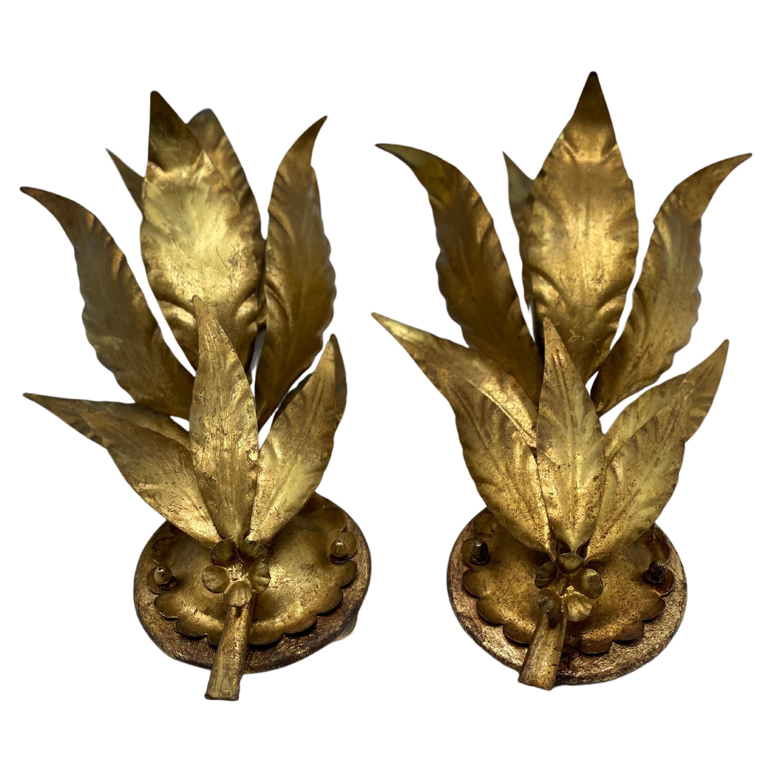 1950s Gold Leaf Wall Lamps, a Pair 8