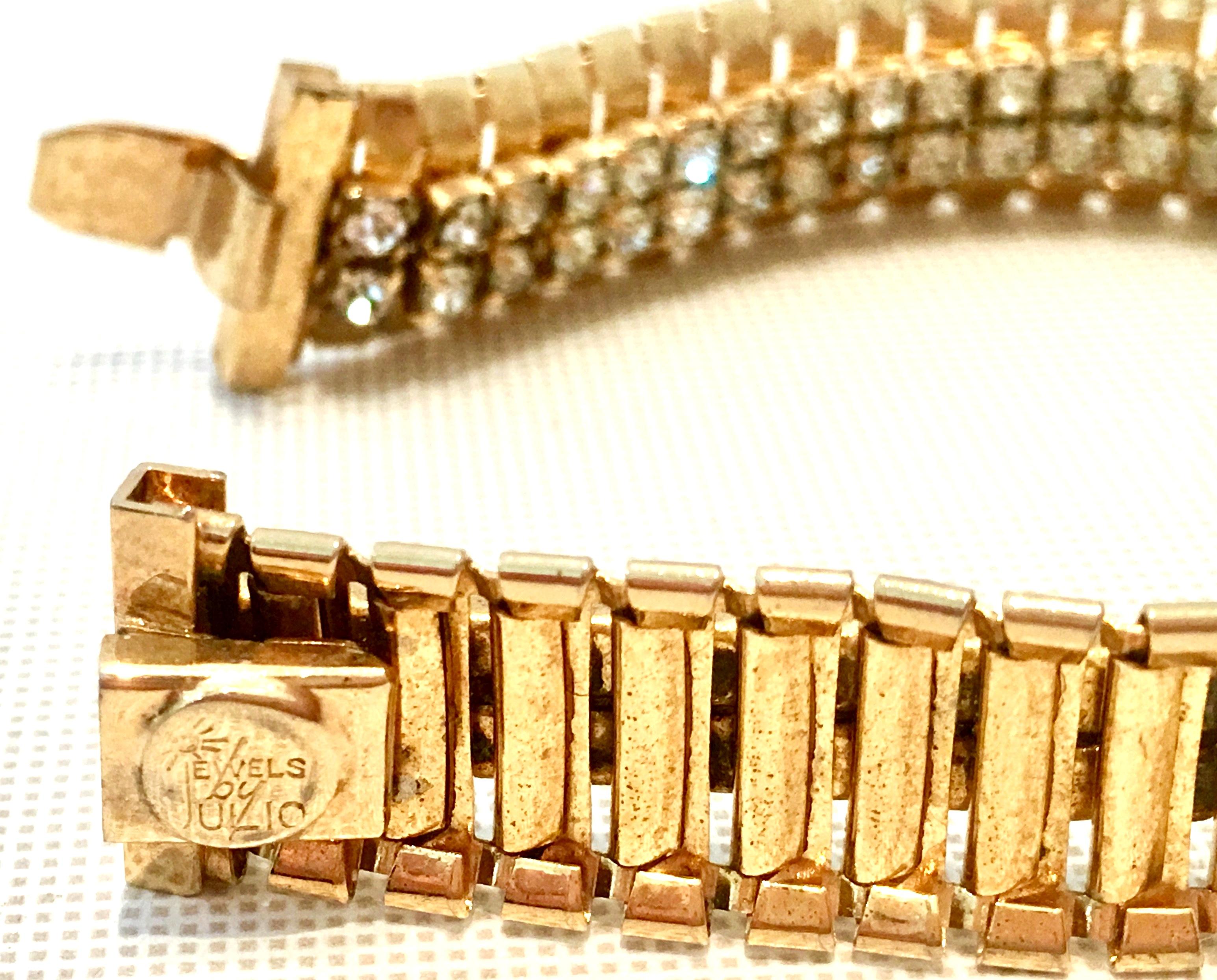 1950'S Gold Link & Swarovski Crystal Rhinestone Bracelet By, Jewels By Julio For Sale 6