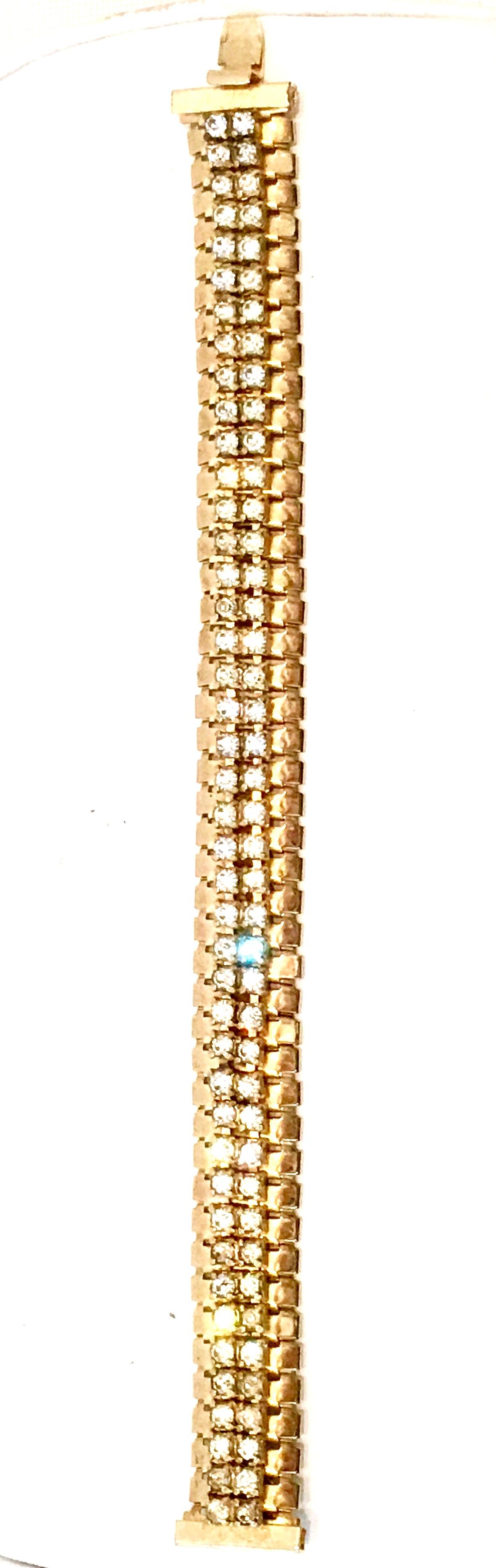 1950'S Gold Link & Swarovski Crystal Rhinestone Bracelet By, Jewels By Julio In Excellent Condition For Sale In West Palm Beach, FL