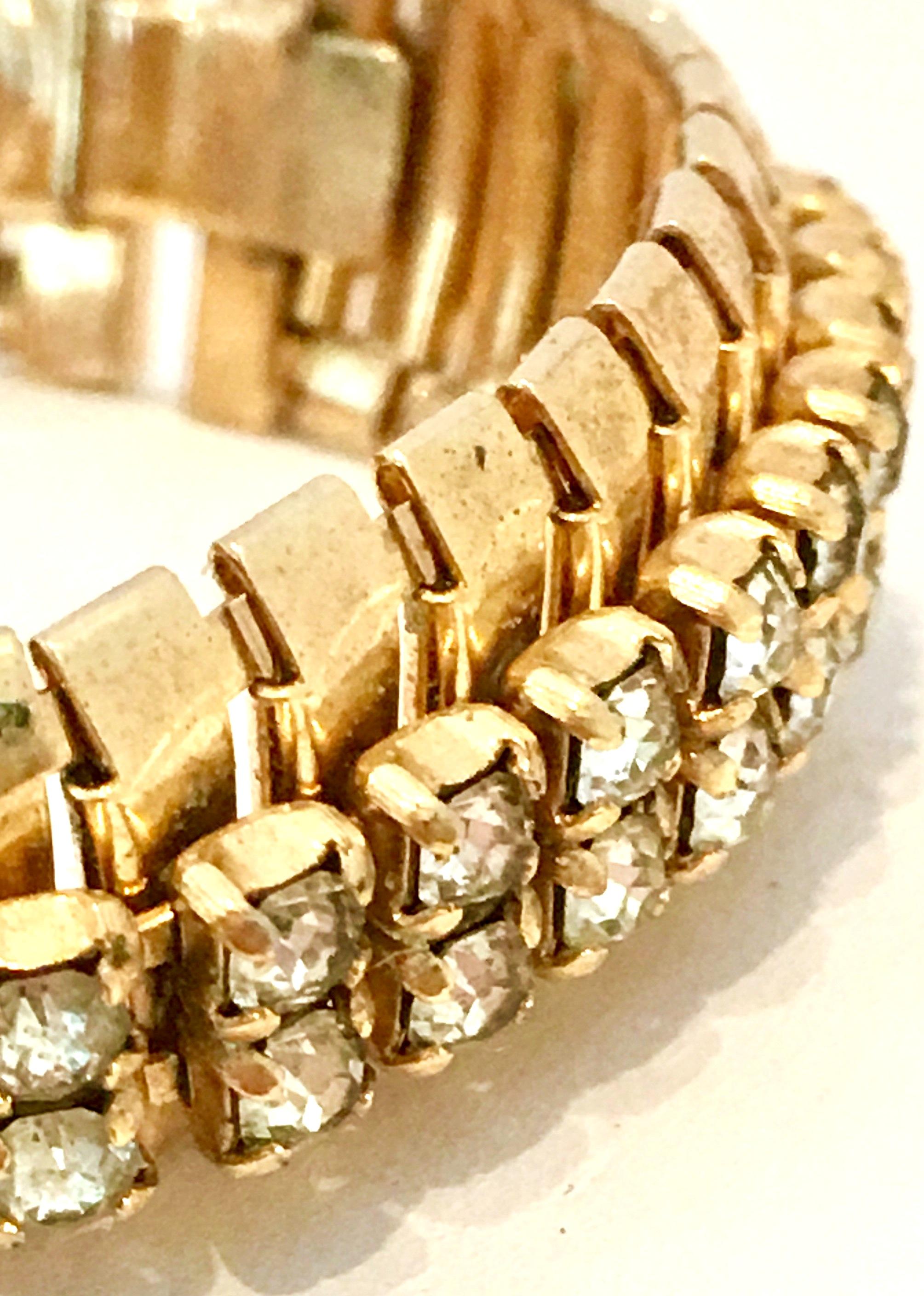 Women's or Men's 1950'S Gold Link & Swarovski Crystal Rhinestone Bracelet By, Jewels By Julio For Sale