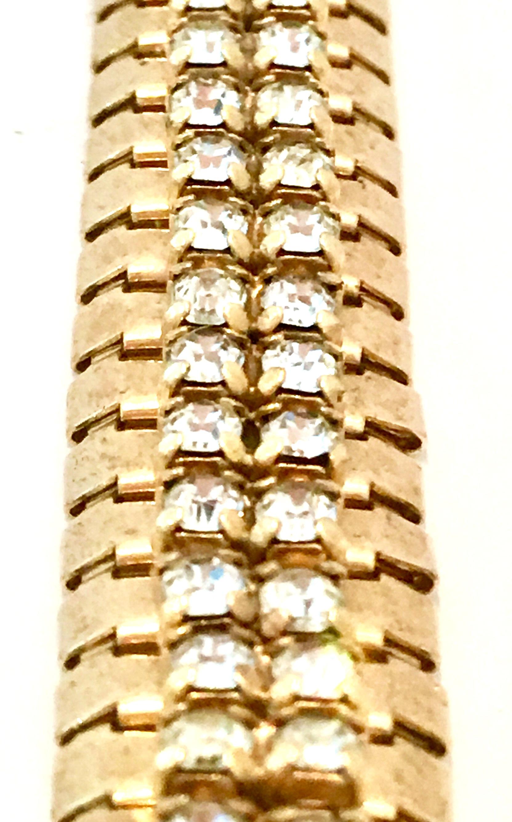 1950'S Gold Link & Swarovski Crystal Rhinestone Bracelet By, Jewels By Julio For Sale 1