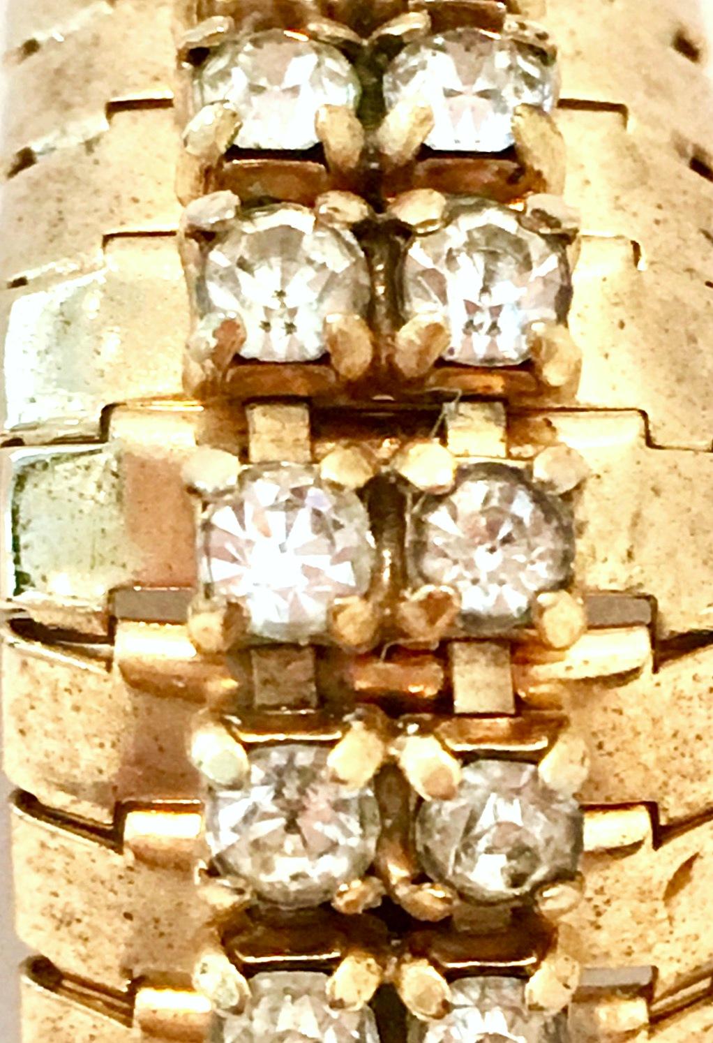 1950'S Gold Link & Swarovski Crystal Rhinestone Bracelet By, Jewels By Julio For Sale 2