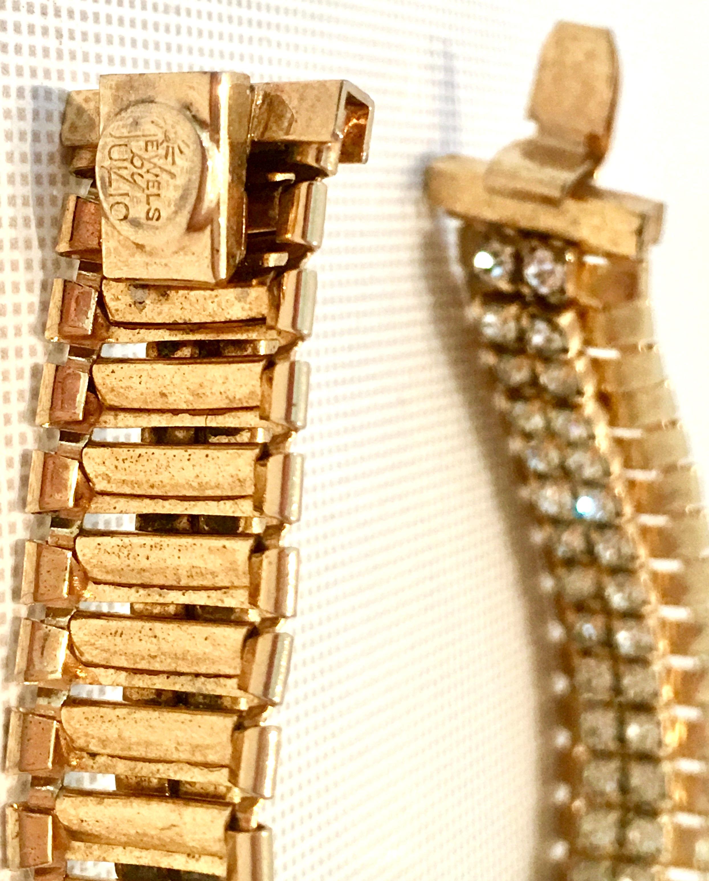 1950'S Gold Link & Swarovski Crystal Rhinestone Bracelet By, Jewels By Julio For Sale 3