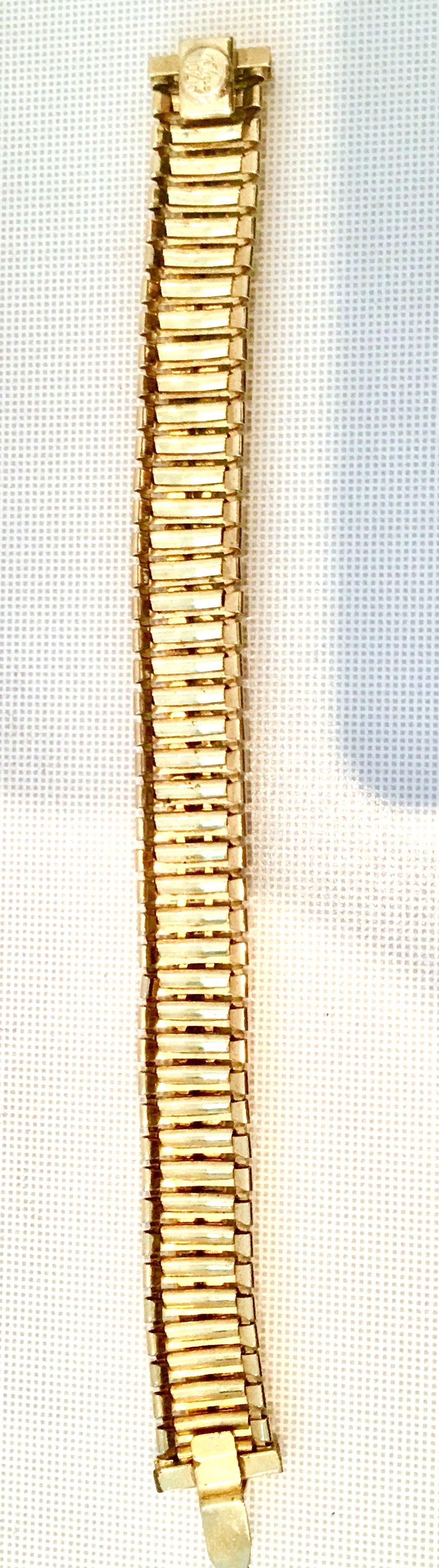 1950'S Gold Link & Swarovski Crystal Rhinestone Bracelet By, Jewels By Julio For Sale 4
