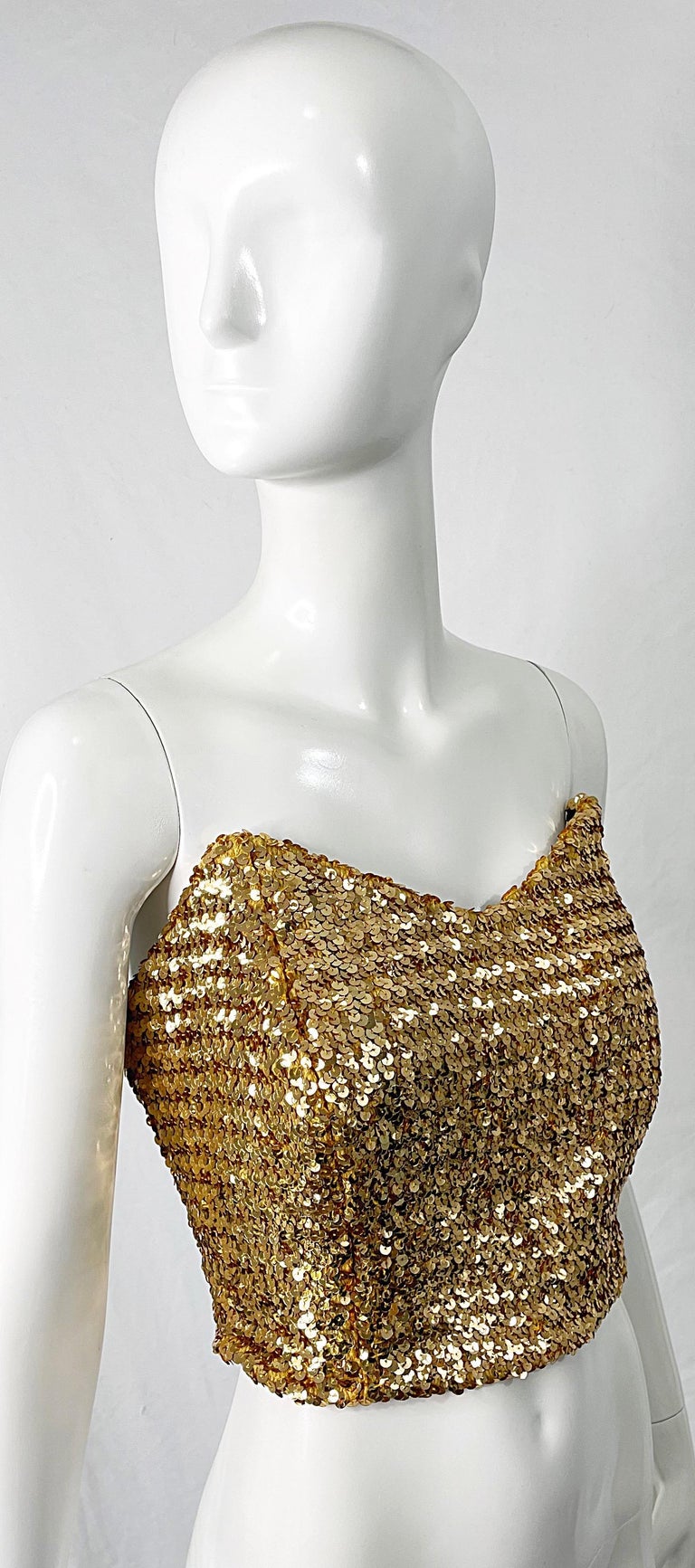 1950s Gold Metallic Fully Sequined Vintage 50s Strapless Bustier - Main Image
