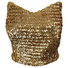 1950er Gold Metallic Trägerloses Bustier-Top mit Paillettenbesatz aus den 50ern