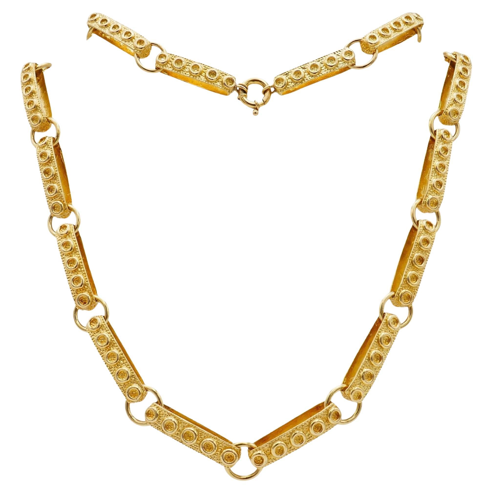 1950s Gold Necklace Heavy Link For Sale