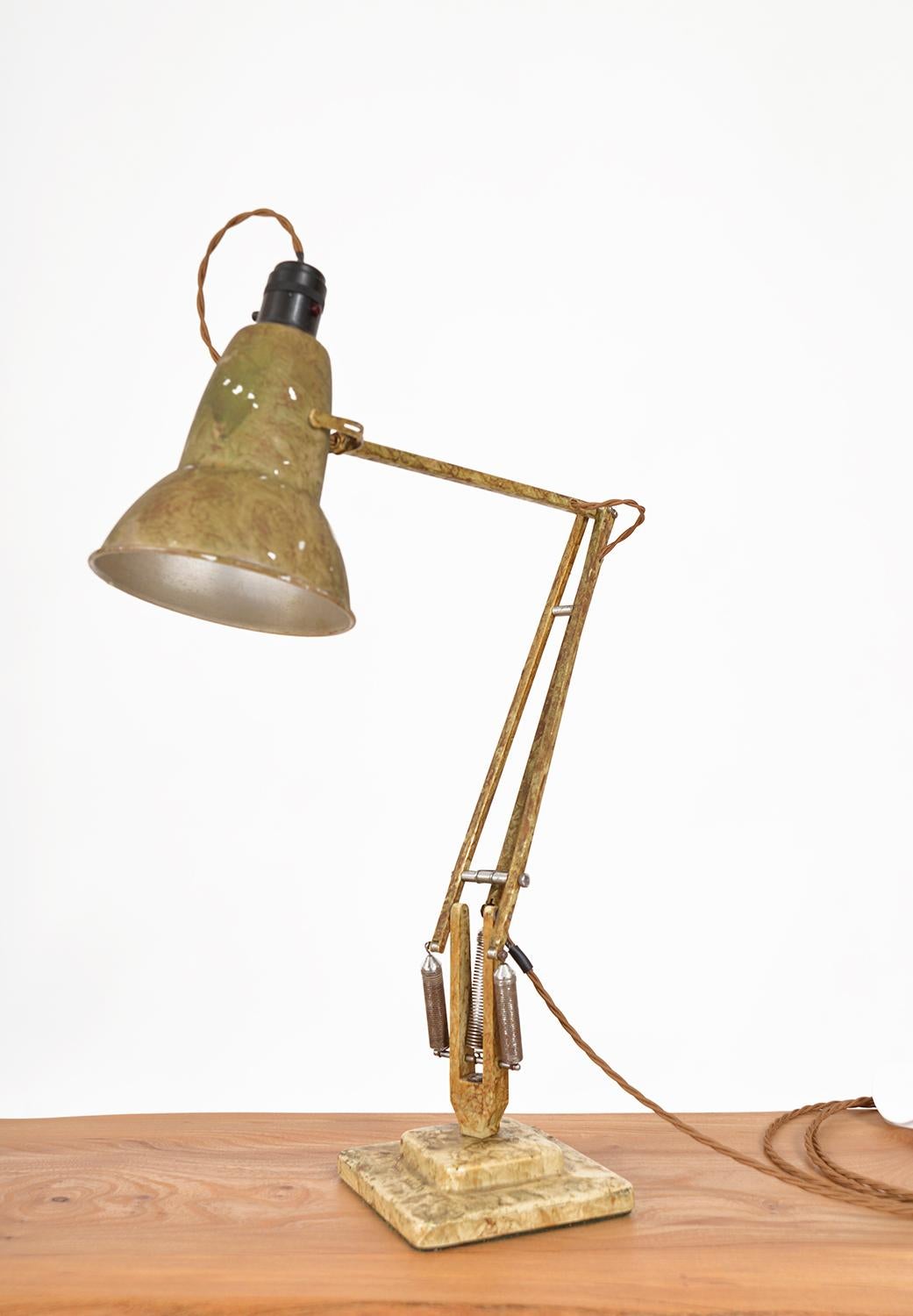 British 1950s Gold Scumble 2-step Anglepoise Desk Task Lamp 1227 By Herbert Terry & Sons