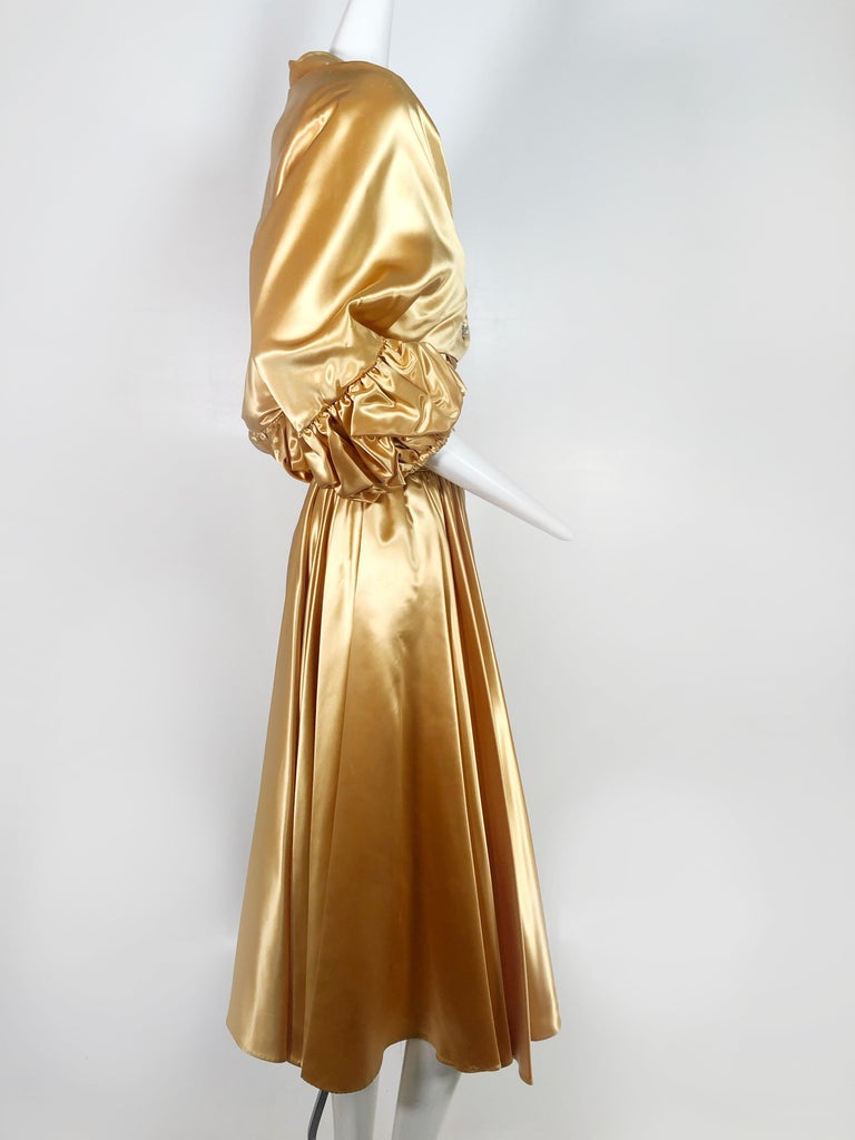 1950s Gold Silk Satin Strapless Dress and Jacket Ensemble For Sale at 1stDibs gold dress