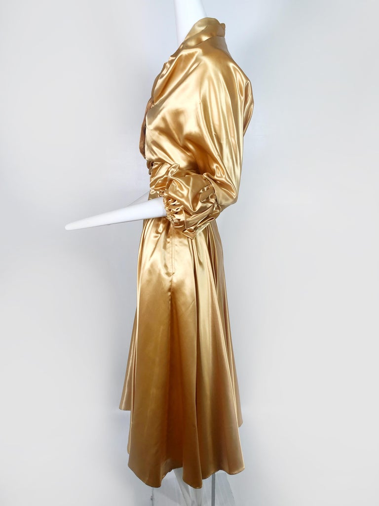 1950s Gold Silk Satin Strapless Dress and Jacket Ensemble For Sale at 1stDibs gold dress