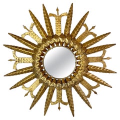 1950's Gold Spanish Sunburst Ceiling Light