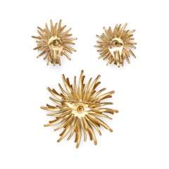 1950s Gold Starburst Earrings and Brooch Set