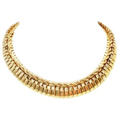 Vintage 1950'S Gold & Swarovski Crystal Choker Link Necklace By, Jewels By Julio