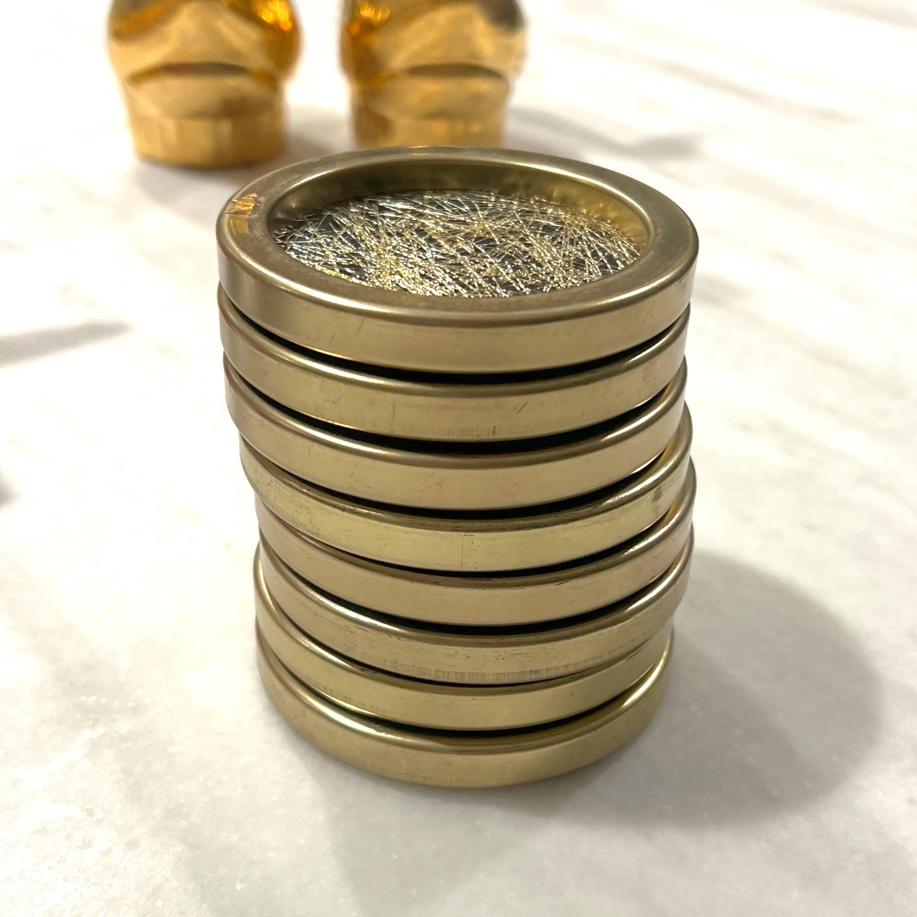 Mid-Century Modern 1950’s Gold Tensil Lucite Drink Coasters - a Set of 8
