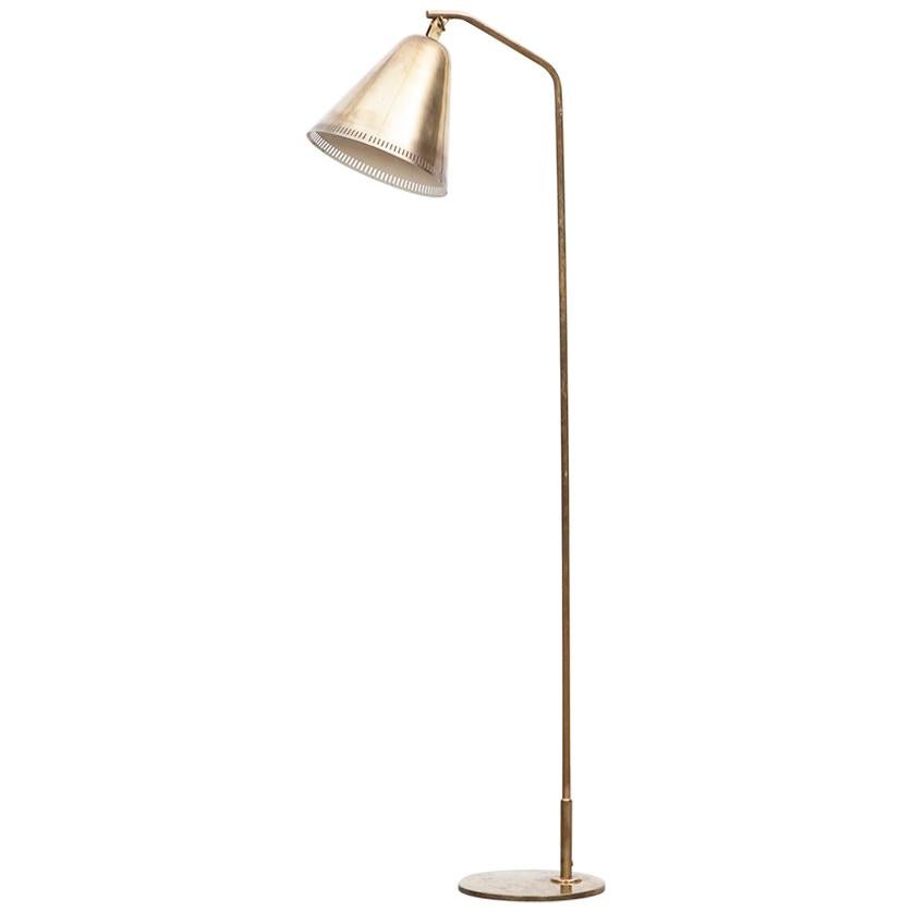1950s Golden Brass Floor Lamp by Paavo Tynell