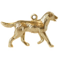 Vintage 1950s Golden Retriever Dog Charm in 14 Karat Yellow Gold