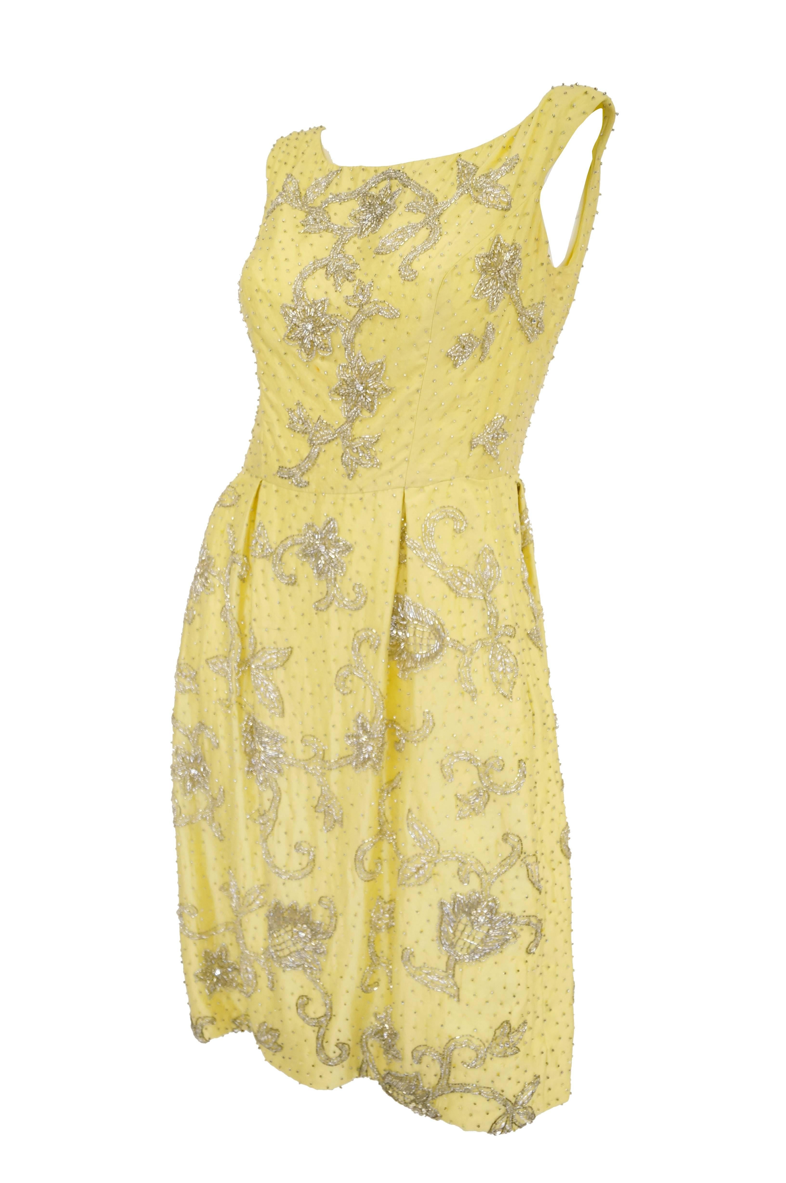 1950s Goldenrod Yellow Silk Beaded Dress and Jacket For Sale at 1stDibs ...