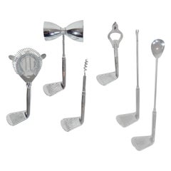 Set da bar o da cocktail da golf anni '50 6 pezzi