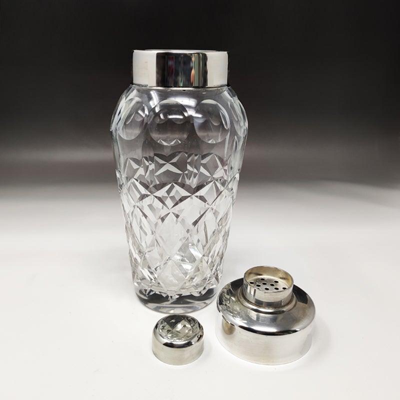 Italian 1950s Gorgeous Bohemian Cut Crystal Cocktail Shaker, Made in Italy For Sale