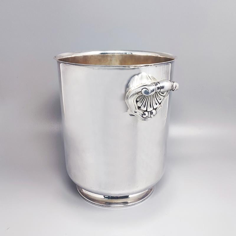 French 1950s Gorgeous Ice Bucket by Christofle in Silver Plated. Made in France For Sale