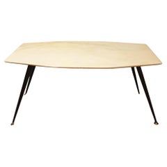 1950s Gorgeous Table in Marble, Brass and Iron, Made in Italy