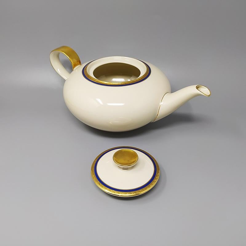 1950 Splendido set da tè/caffè in porcellana Bavaria, bianco, blu e oro In condizioni ottime in vendita a Milano, IT