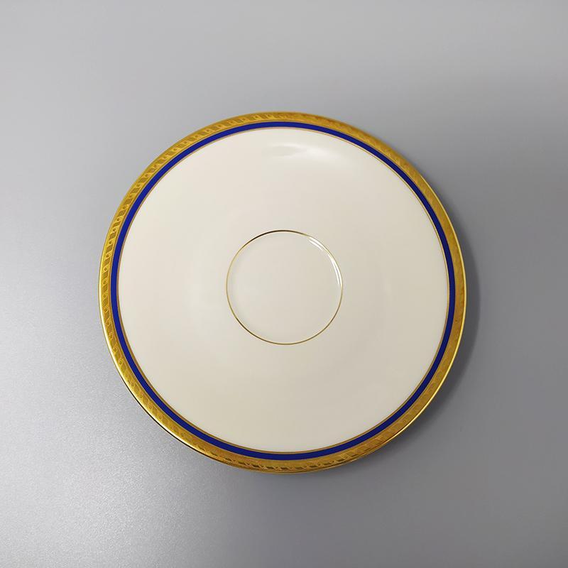 Ceramica 1950 Splendido set da tè/caffè in porcellana Bavaria, bianco, blu e oro in vendita