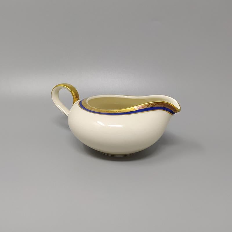 1950 Splendido set da tè/caffè in porcellana Bavaria, bianco, blu e oro in vendita 1