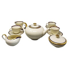 Used 1950s Gorgeous White, Blue and Gold Tea Set/Coffee Set in Bavaria Porcelain