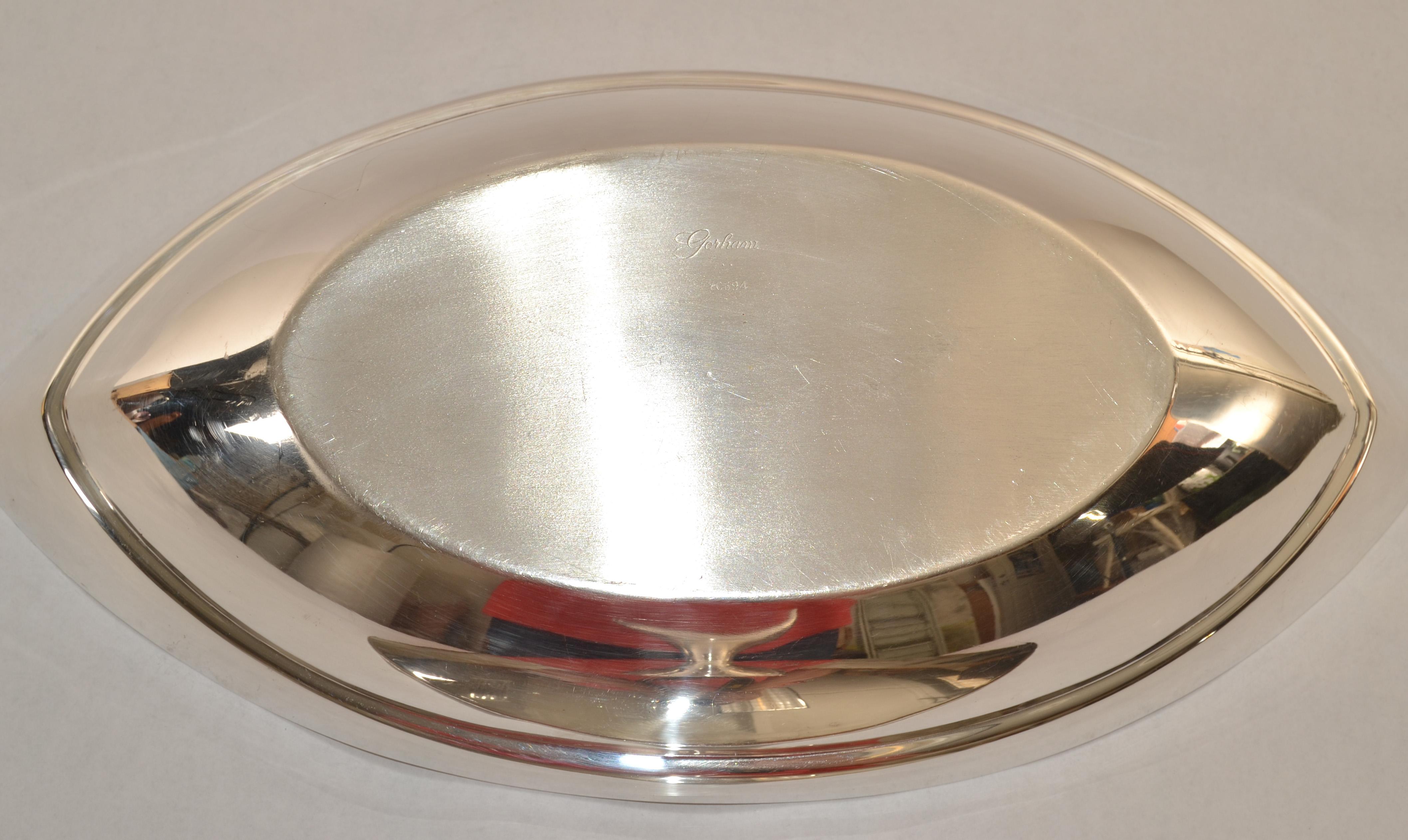 1950s Gorham Signature Dish Art Deco Silver Plate Lidded Dinnerware Serving Bowl en vente 5