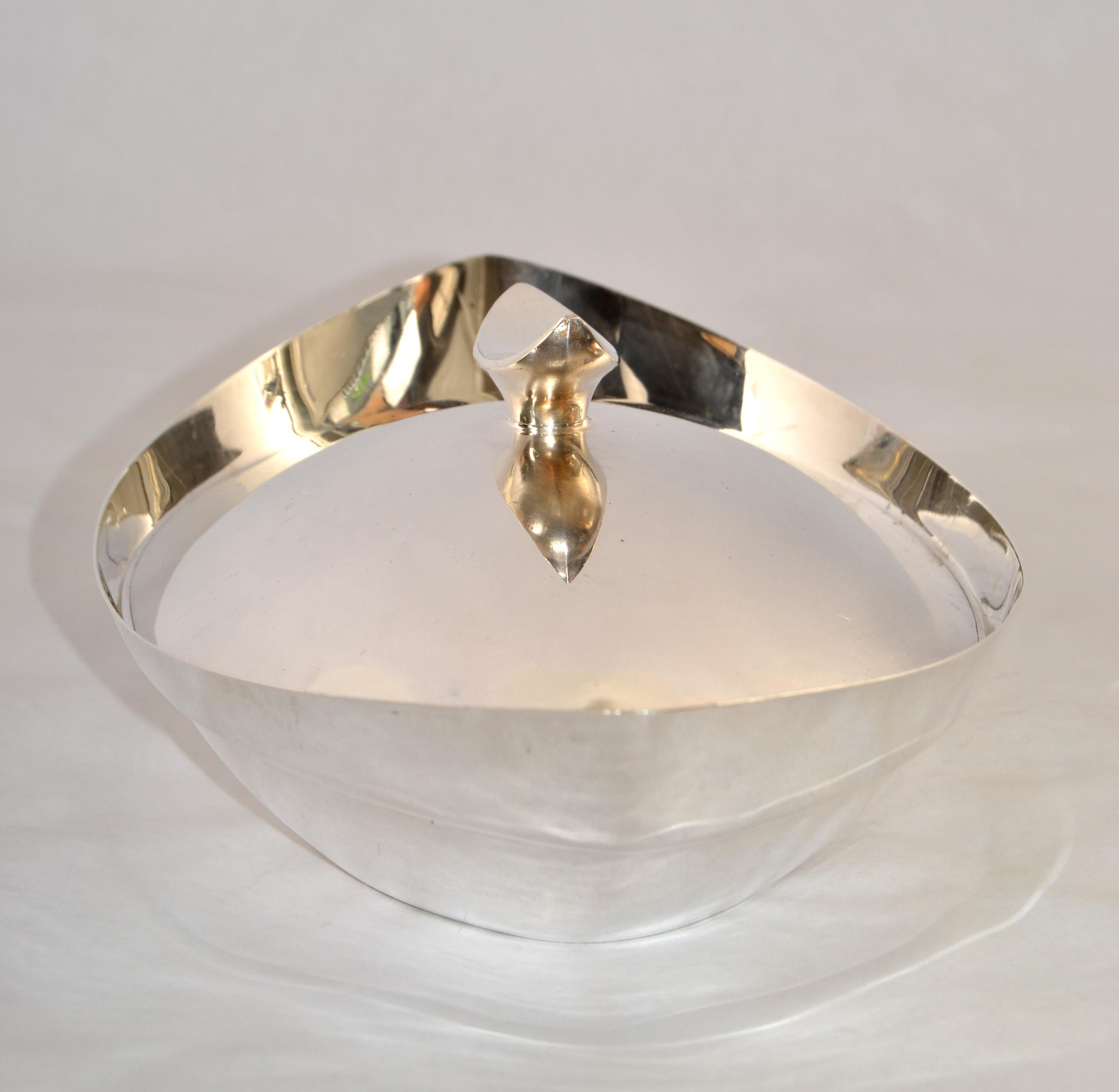 1950s Gorham Signature Dish Art Deco Silver Plate Lidded Dinnerware Serving Bowl en vente 8