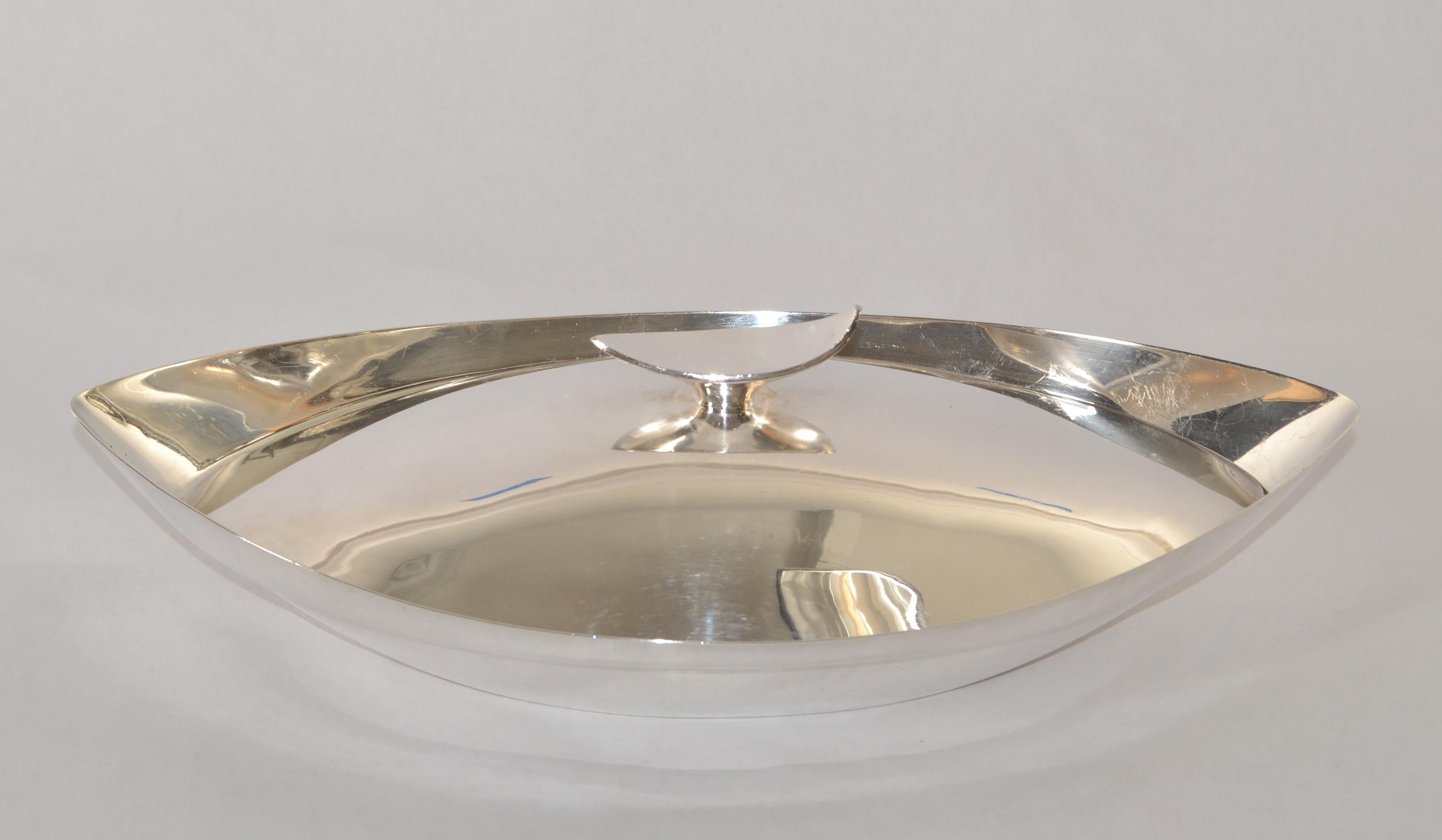 1950s Gorham Signature Dish Art Deco Silver Plate Lidded Dinnerware Serving Bowl en vente 9