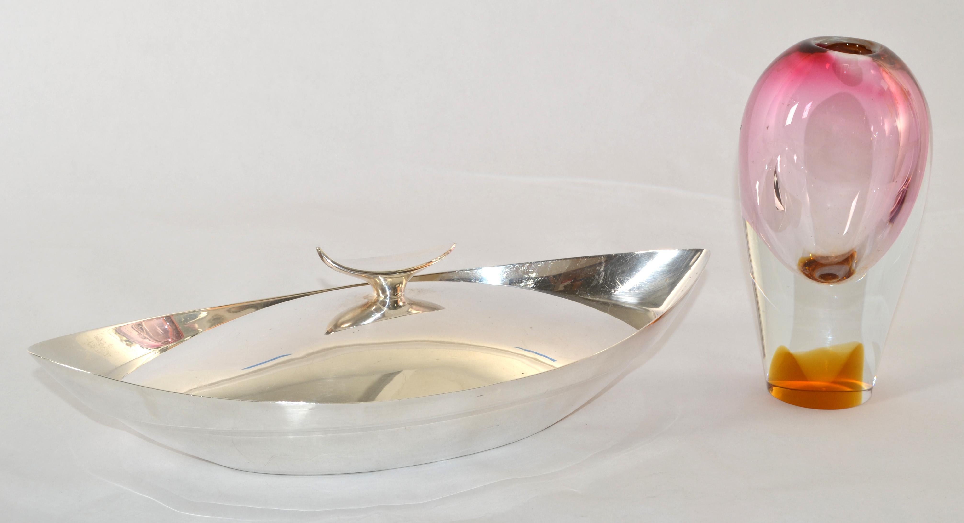 Plaqué argent 1950s Gorham Signature Dish Art Deco Silver Plate Lidded Dinnerware Serving Bowl en vente