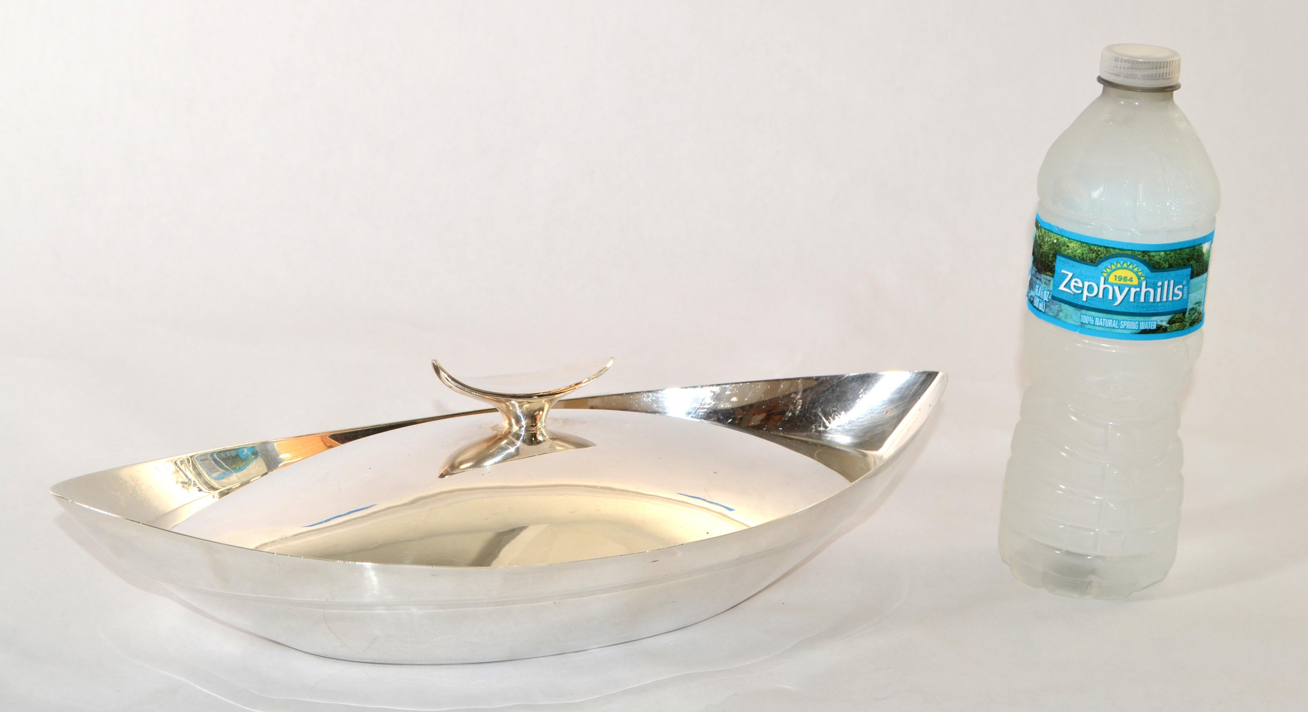 1950s Gorham Signature Dish Art Deco Silver Plate Lidded Dinnerware Serving Bowl en vente 1