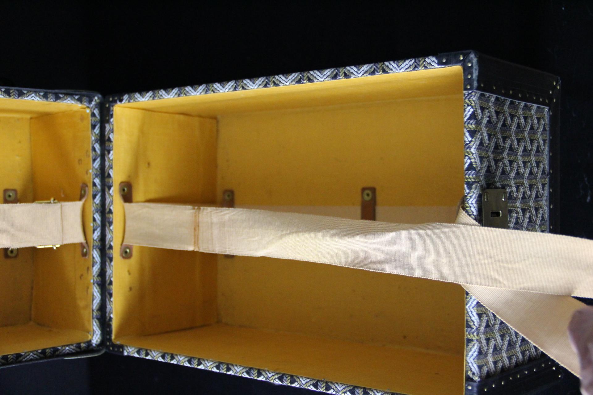Baule da biblioteca Goyard del 1950 in tela Chevron in vendita 10