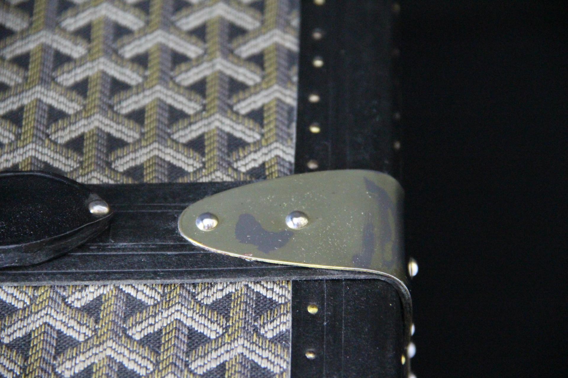 Baule da biblioteca Goyard del 1950 in tela Chevron in vendita 13