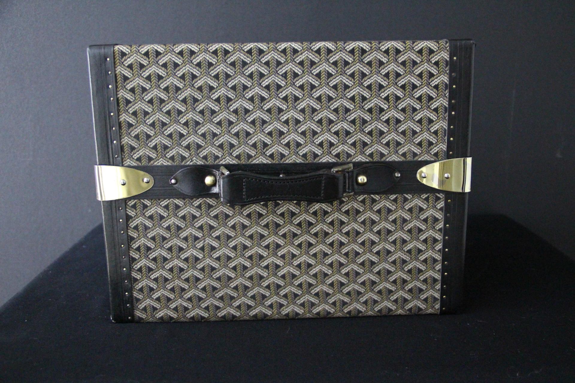 Baule da biblioteca Goyard del 1950 in tela Chevron In condizioni buone in vendita a Saint-Ouen, FR
