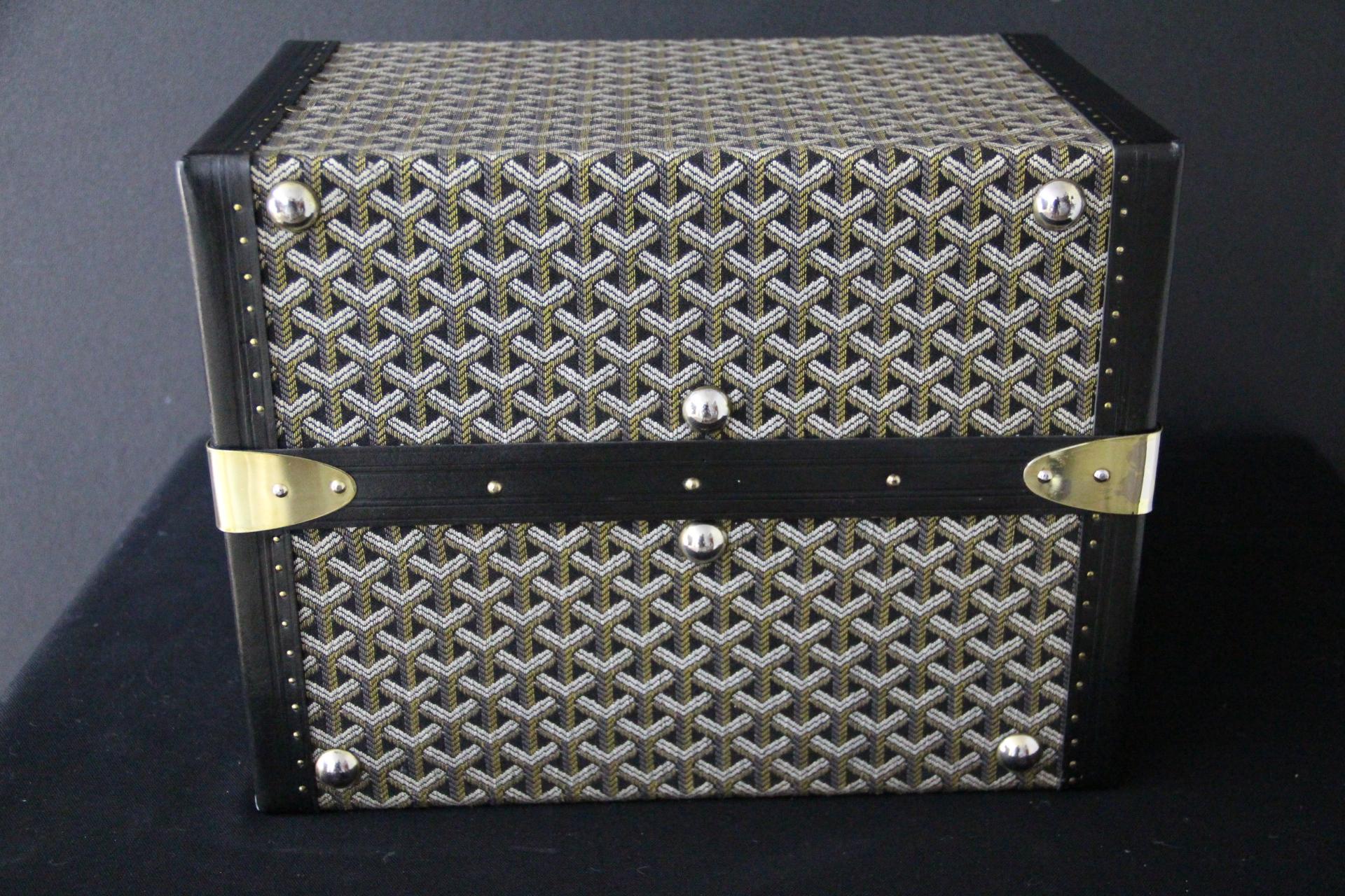 Baule da biblioteca Goyard del 1950 in tela Chevron in vendita 2