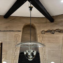1950s Fontana Arte Cut Glass Chandelier Style of Max Ingrand Italy