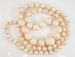 1950s Graduated White Coral Bead Necklace Beads