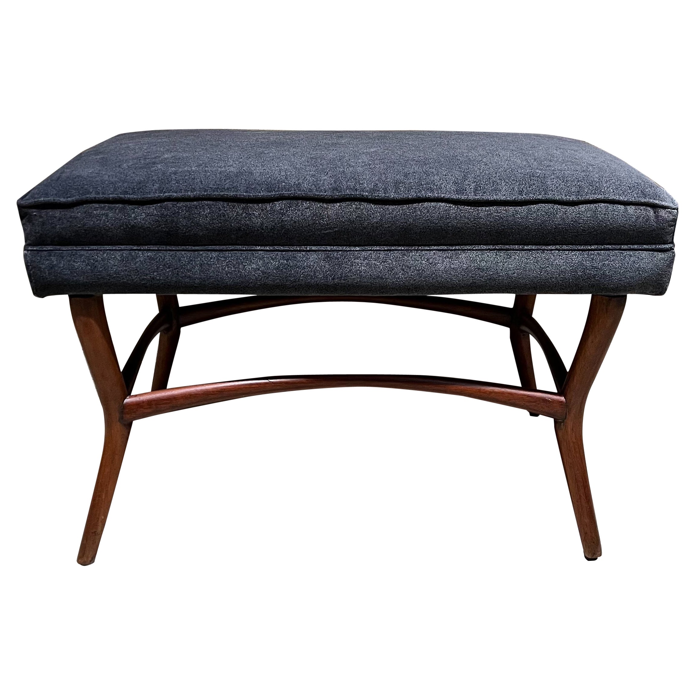 1950s Banc à coussins en bois d'acajou gris Mexico